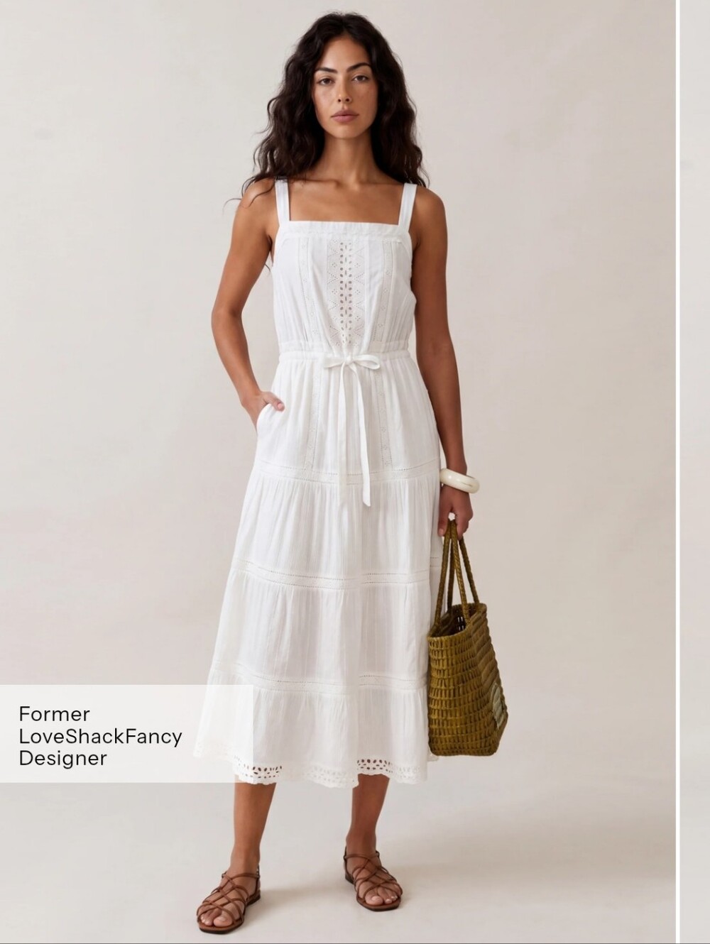 NWT Few Moda Camellia Cotton Eyelet Midi Dress White Size L LoveShackFancy Style